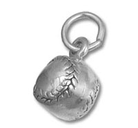 Small silver baseball charm pendant