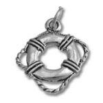 Silver life preserver pendant with rope detail