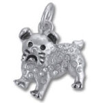 silver rhinestone pug dog charm