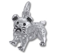 silver rhinestone pug dog charm