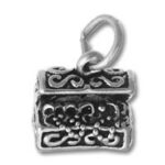 Silver ornate treasure chest charm