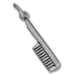 Silver comb-shaped pendant charm