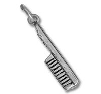 Silver comb-shaped pendant charm