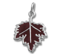 Red enamel maple leaf pendant charm