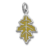 Gold oak leaf charm pendant with silver outline