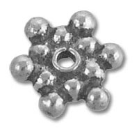 silver flower-shaped metal bead cap