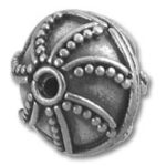 ornate silver round bead with dotted design