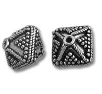 Ornate silver square spacer beads