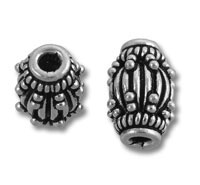 Ornate silver filigree barrel beads