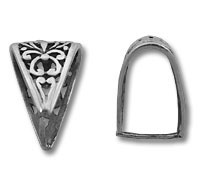 Silver filigree triangular bead end caps