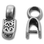 Silver decorative pendant bail, front and side