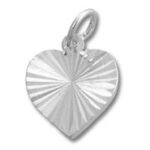 silver heart pendant with starburst engraving