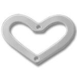 silver heart-shaped metal pendant with two holes