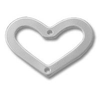 silver heart-shaped metal pendant with two holes