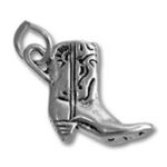 Silver cowboy boot pendant charm
