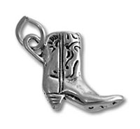 Silver cowboy boot pendant charm