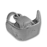 Small silver boat-shaped ingot pendant charm
