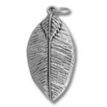 Silver textured leaf pendant charm