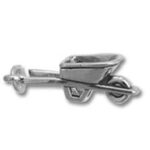 Silver wheelbarrow lapel pin