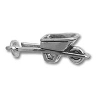 Silver wheelbarrow lapel pin