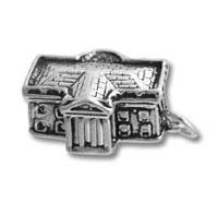 Silver charm shaped like a classical building