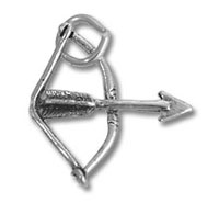 Silver bow and arrow charm
