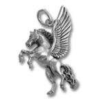 Silver Pegasus winged horse pendant charm