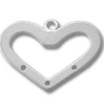 Silver heart-shaped pendant frame with three holes