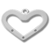 Silver heart-shaped pendant frame with three holes
