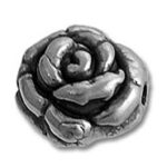 Silver rose-shaped metal bead