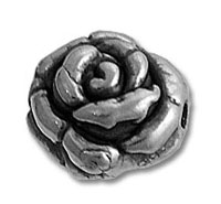 Silver rose-shaped metal bead