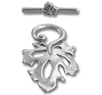 Silver leaf toggle clasp jewelry component