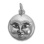 Round silver moon face pendant