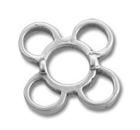 Silver four-loop jewelry connector