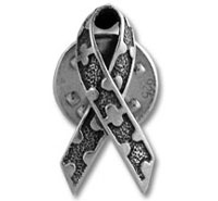 Autism awareness puzzle ribbon pin