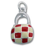 Red and cream checkerboard purse charm