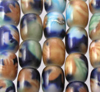 Rounded Cylindrical Flower Style Glass Beads