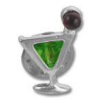Martini glass pin with green gemstone