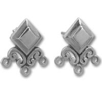 Pair of silver ornamental stud earrings