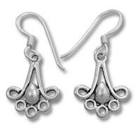 Pair of silver teardrop filigree dangle earrings