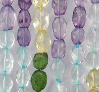 Translucent faceted pastel bead strands