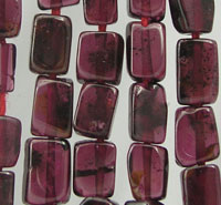 rectangular purple glass bead strands