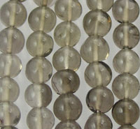 Strands of translucent smoky grey round beads