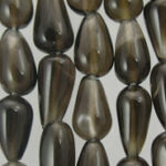 Translucent gray teardrop bead strands