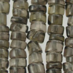 Close-up of smoky gray glass bead strands
