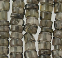 Close-up of smoky gray glass bead strands