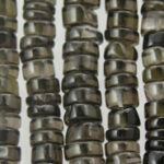 Strands of glossy dark gray disc beads