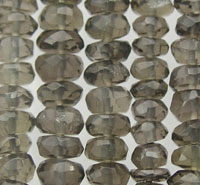 Strands of faceted smoky gray beads