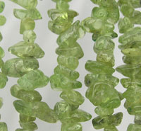 Strands of green gemstone chip beads