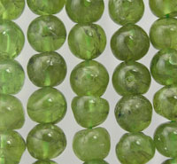 Close-up of green round gemstone beads